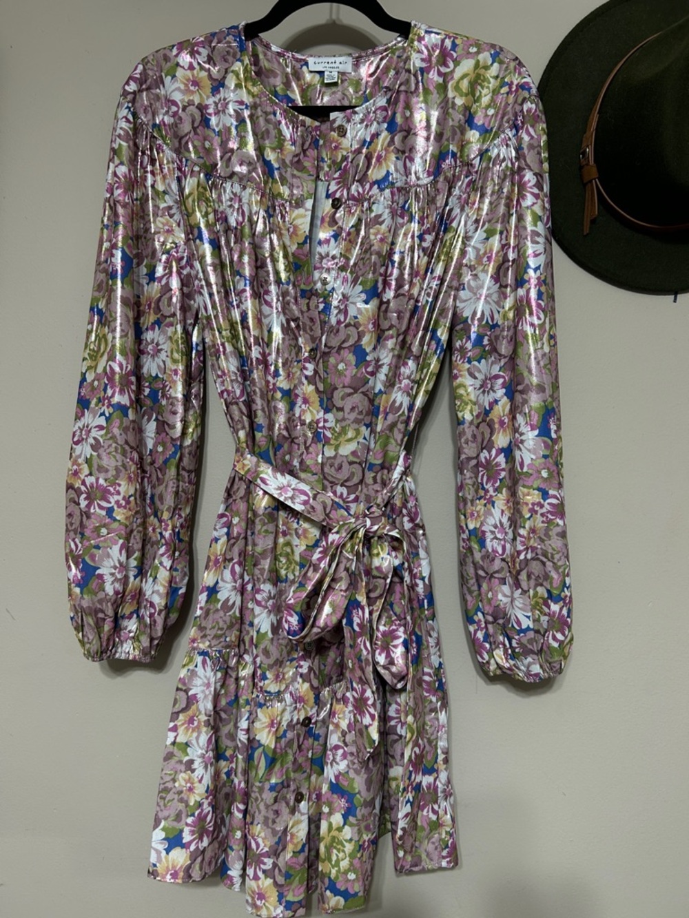 Current Air Satin Floral Mini Dress - Pink, Green, Blue